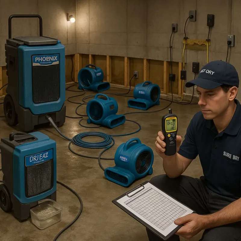 Structural Drying and Dehumidification process in Pegram, TN